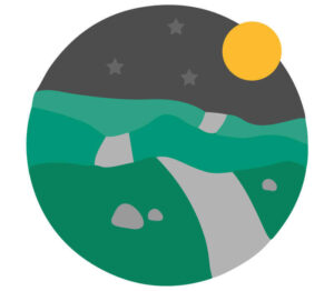Illustration of a path at night